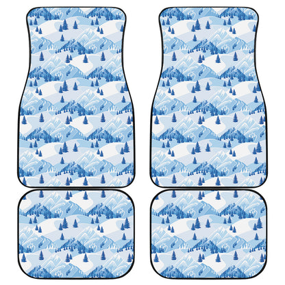 Skiing Mountain Print Front and Back Car Floor Mats