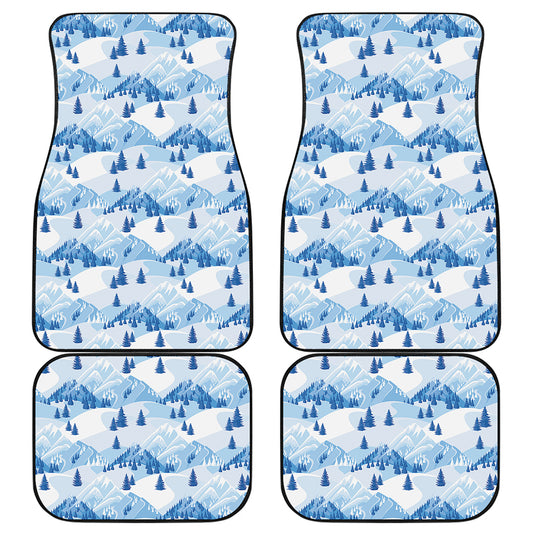 Skiing Mountain Print Front and Back Car Floor Mats