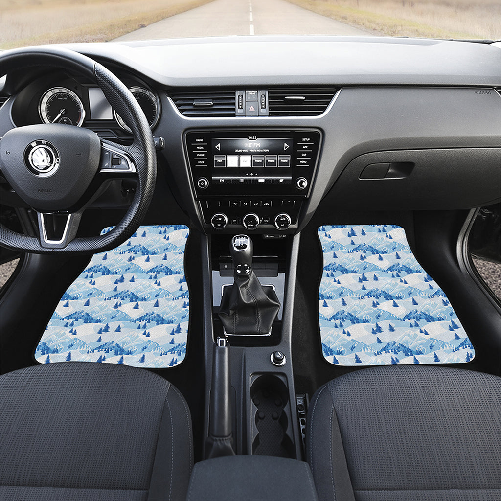 Skiing Mountain Print Front and Back Car Floor Mats