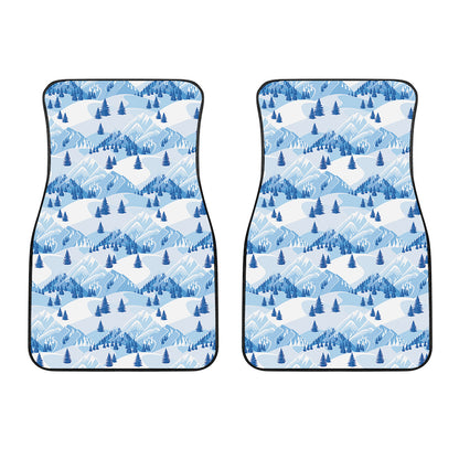 Skiing Mountain Print Front Car Floor Mats
