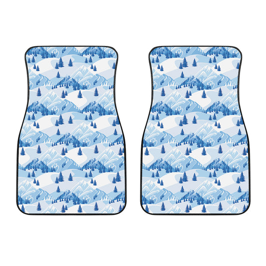 Skiing Mountain Print Front Car Floor Mats