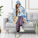 Skiing Mountain Print Hooded Blanket
