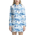 Skiing Mountain Print Pullover Hoodie Dress
