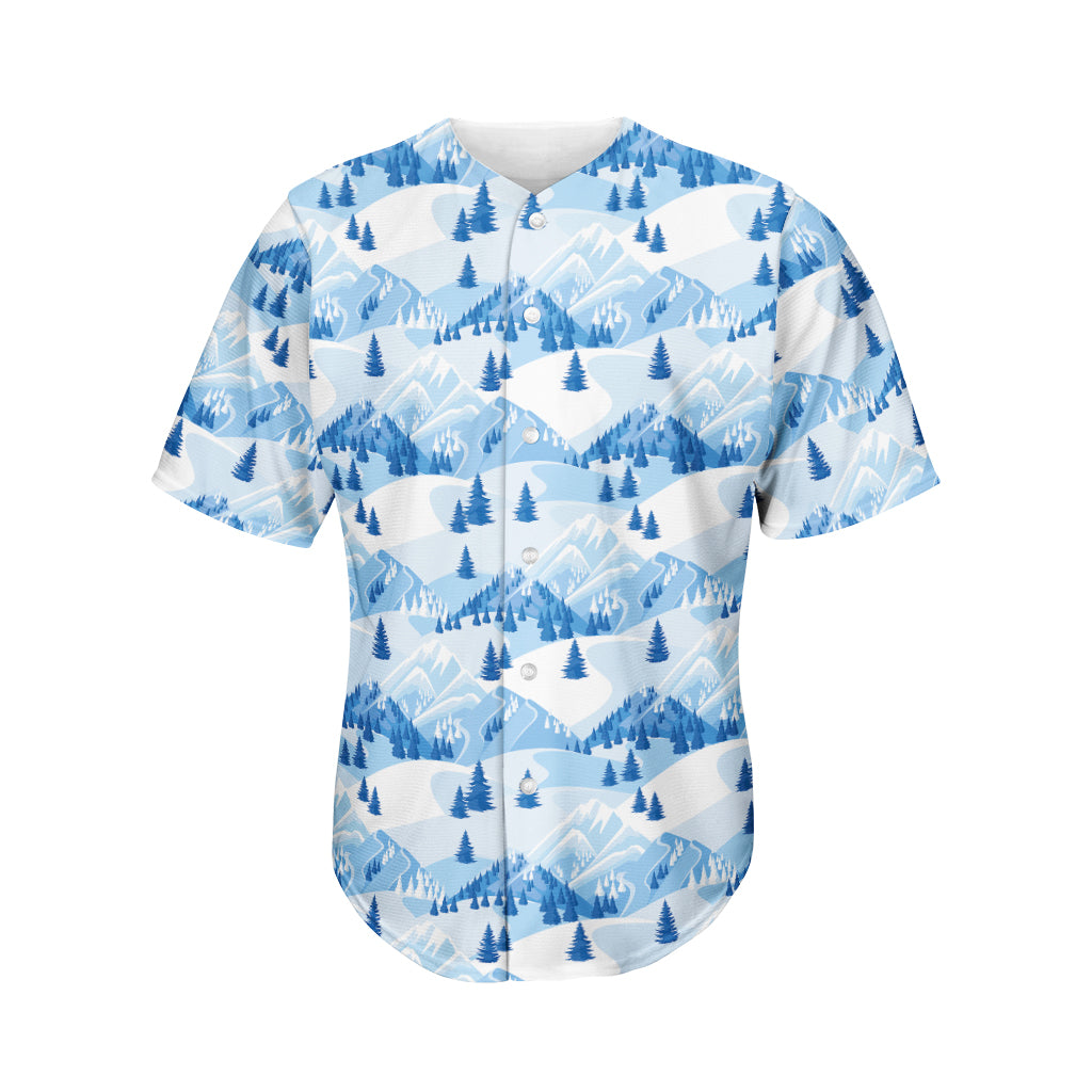 Skiing Mountain Print Men's Baseball Jersey