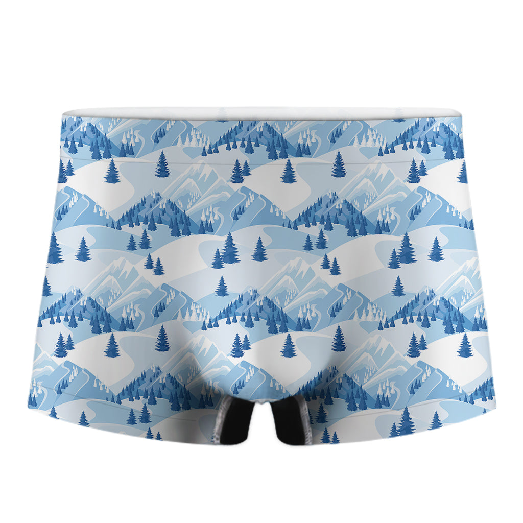 Skiing Mountain Print Men's Boxer Briefs