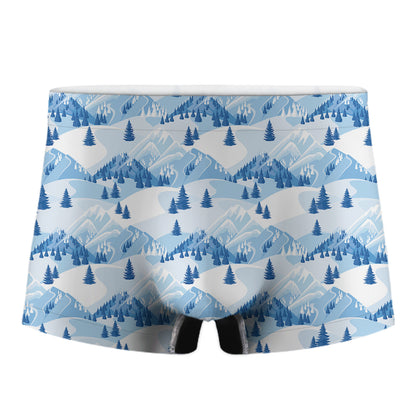 Skiing Mountain Print Men's Boxer Briefs