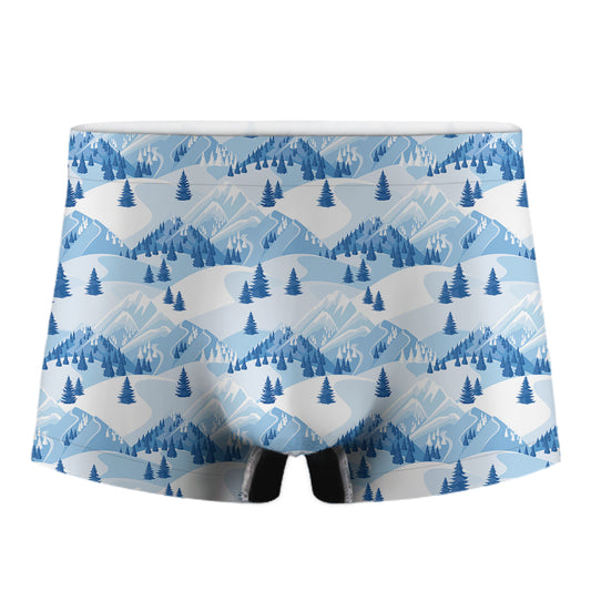 Skiing Mountain Print Men's Boxer Briefs