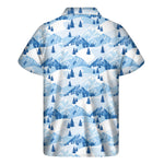 Skiing Mountain Print Men's Short Sleeve Shirt