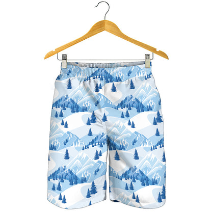 Skiing Mountain Print Men's Shorts
