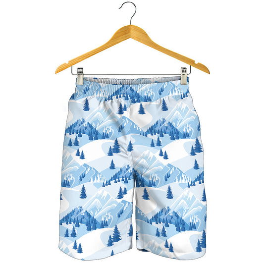 Skiing Mountain Print Men's Shorts