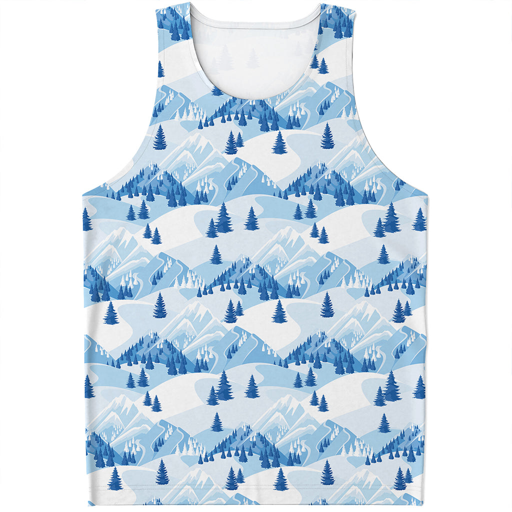 Skiing Mountain Print Men's Tank Top
