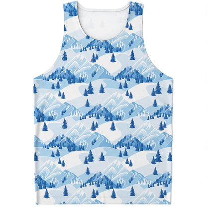 Skiing Mountain Print Men's Tank Top