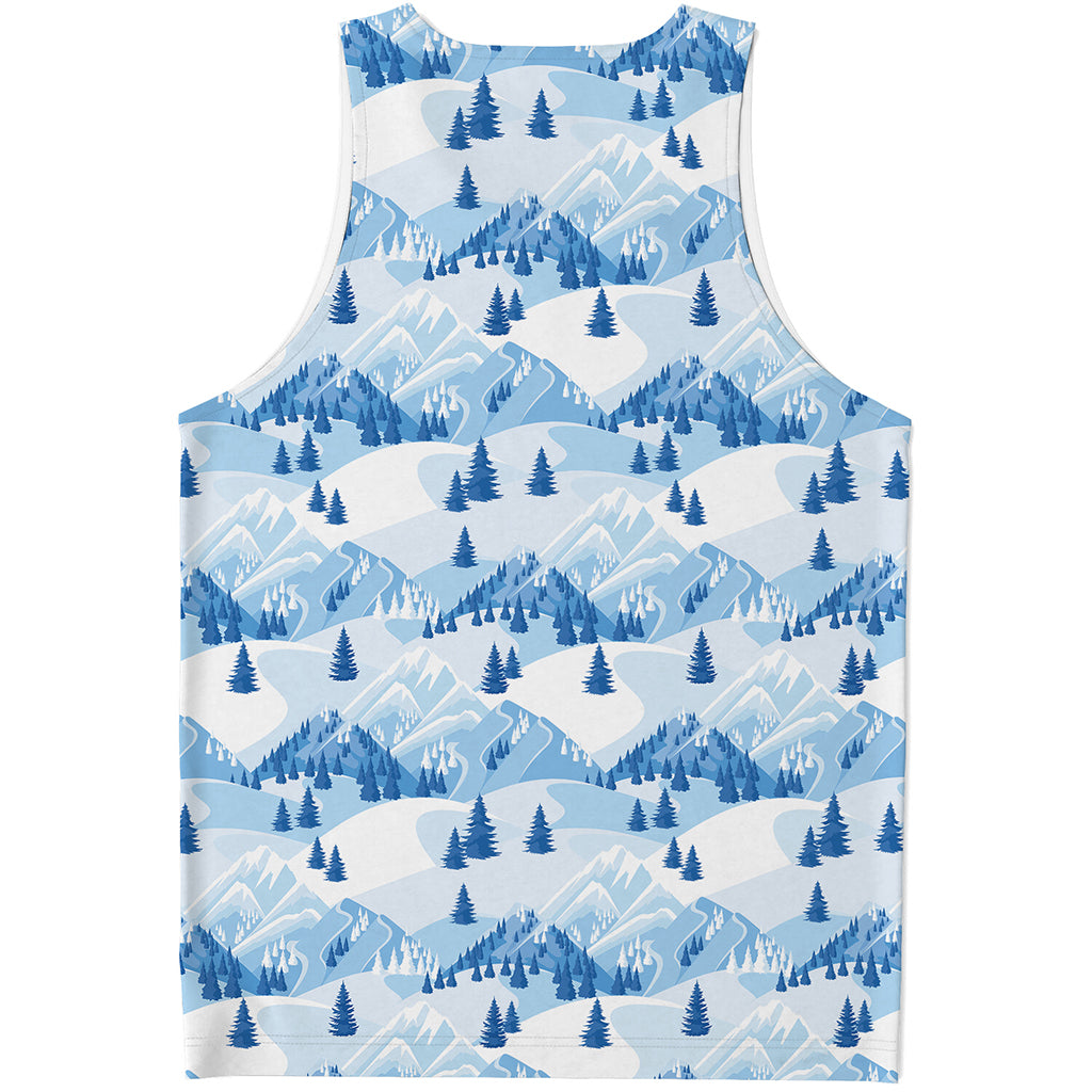 Skiing Mountain Print Men's Tank Top