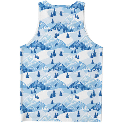 Skiing Mountain Print Men's Tank Top