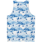 Skiing Mountain Print Men's Tank Top