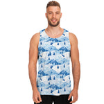 Skiing Mountain Print Men's Tank Top