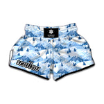 Skiing Mountain Print Muay Thai Boxing Shorts