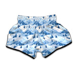 Skiing Mountain Print Muay Thai Boxing Shorts