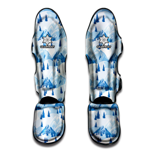 Skiing Mountain Print Muay Thai Shin Guard