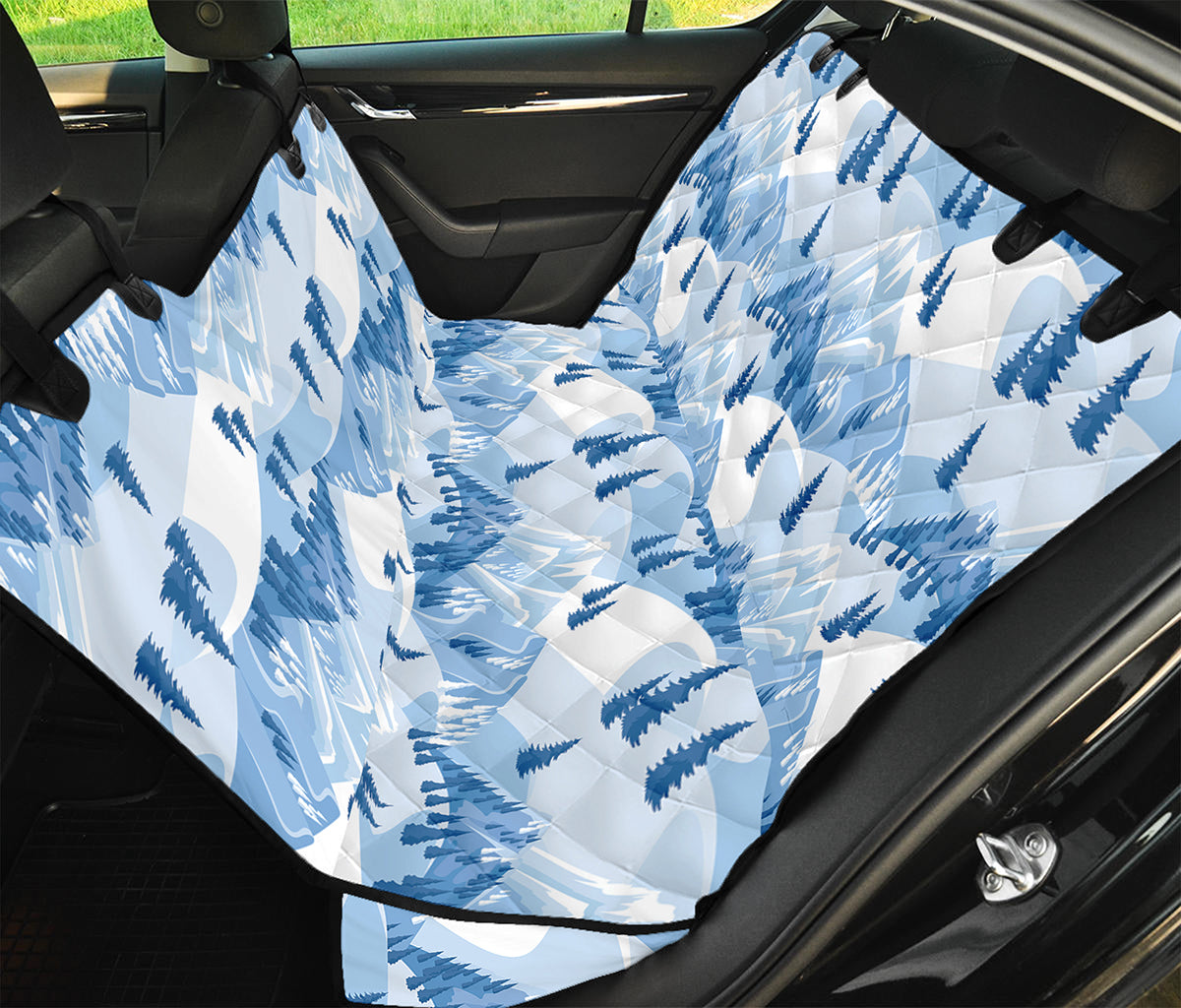 Skiing Mountain Print Pet Car Back Seat Cover