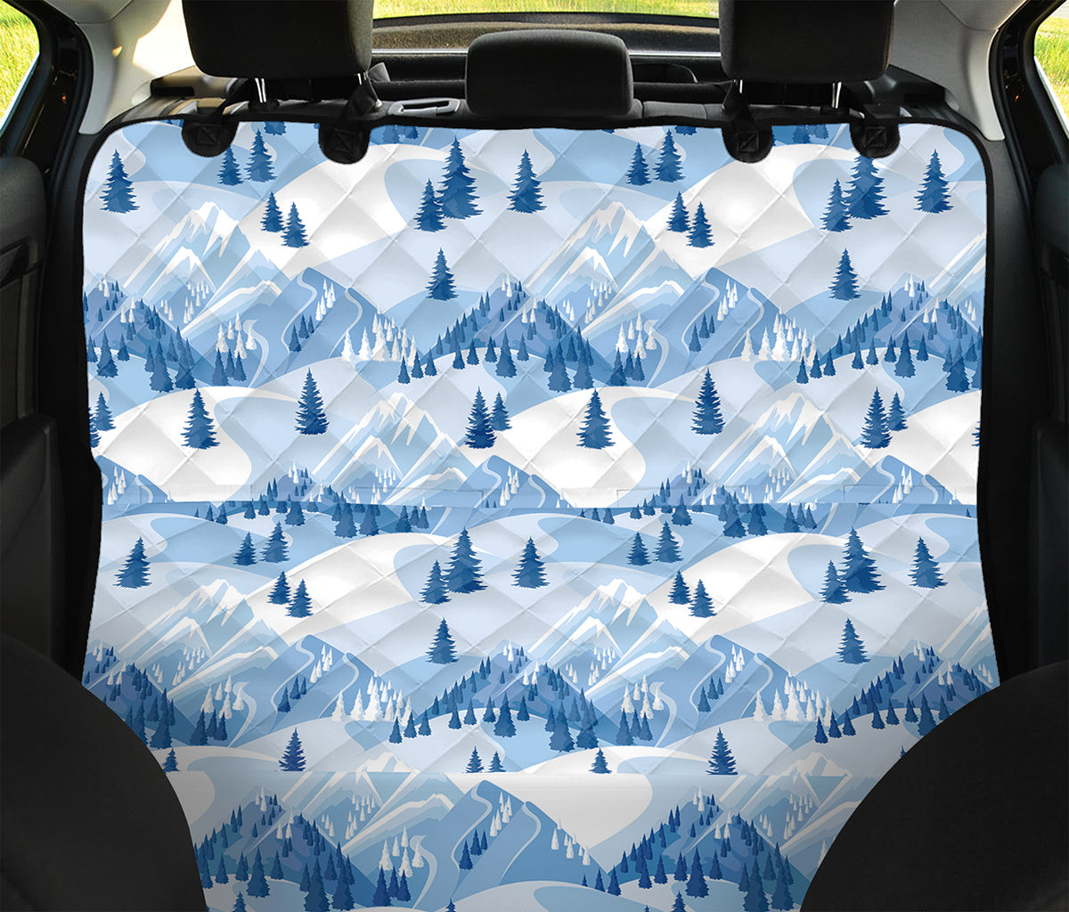 Skiing Mountain Print Pet Car Back Seat Cover