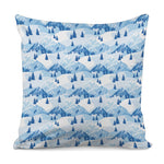 Skiing Mountain Print Pillow Cover