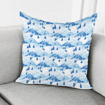 Skiing Mountain Print Pillow Cover