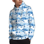 Skiing Mountain Print Pullover Hoodie