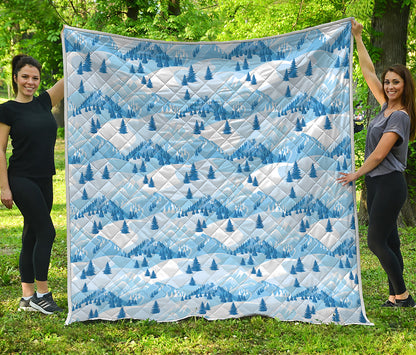 Skiing Mountain Print Quilt