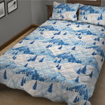 Skiing Mountain Print Quilt Bed Set
