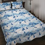 Skiing Mountain Print Quilt Bed Set