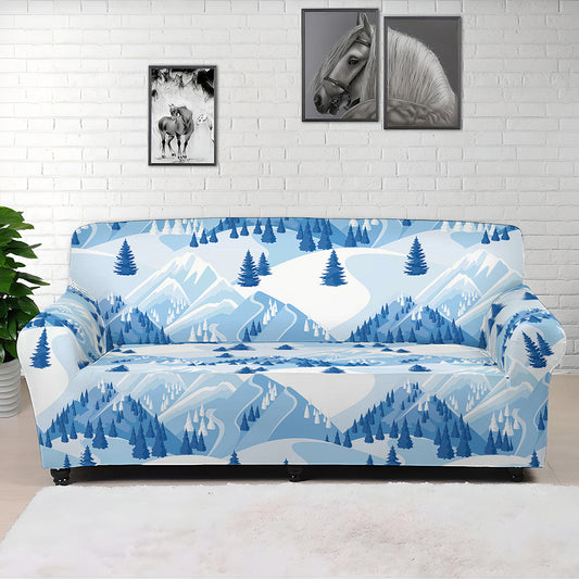 Skiing Mountain Print Sofa Cover