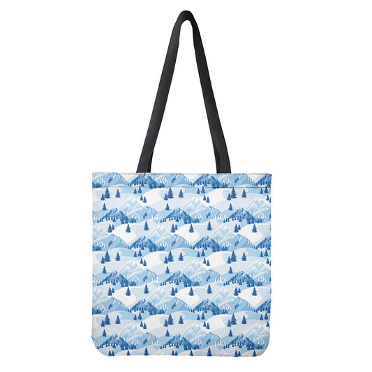 Skiing Mountain Print Tote Bag