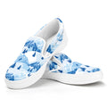 Skiing Mountain Print White Slip On Sneakers