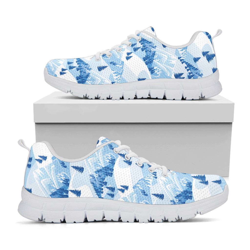 Skiing Mountain Print White Sneakers