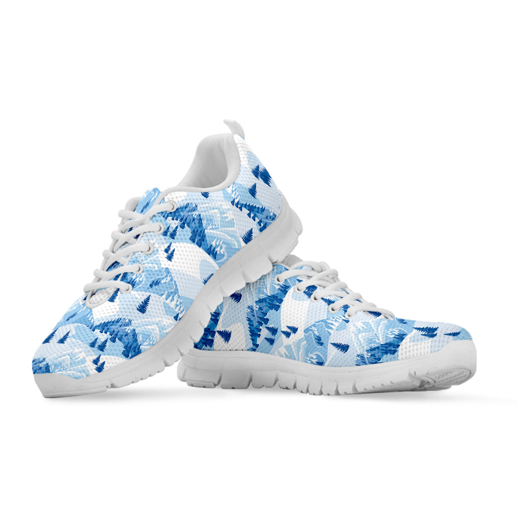 Skiing Mountain Print White Sneakers