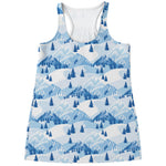 Skiing Mountain Print Women's Racerback Tank Top