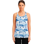Skiing Mountain Print Women's Racerback Tank Top