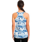 Skiing Mountain Print Women's Racerback Tank Top