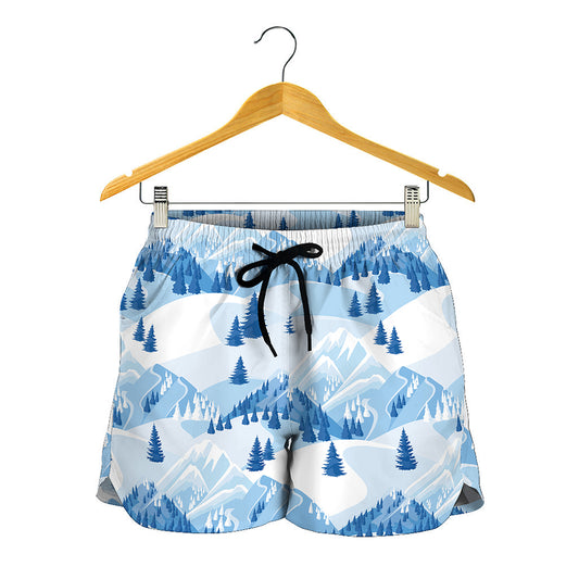 Skiing Mountain Print Women's Shorts