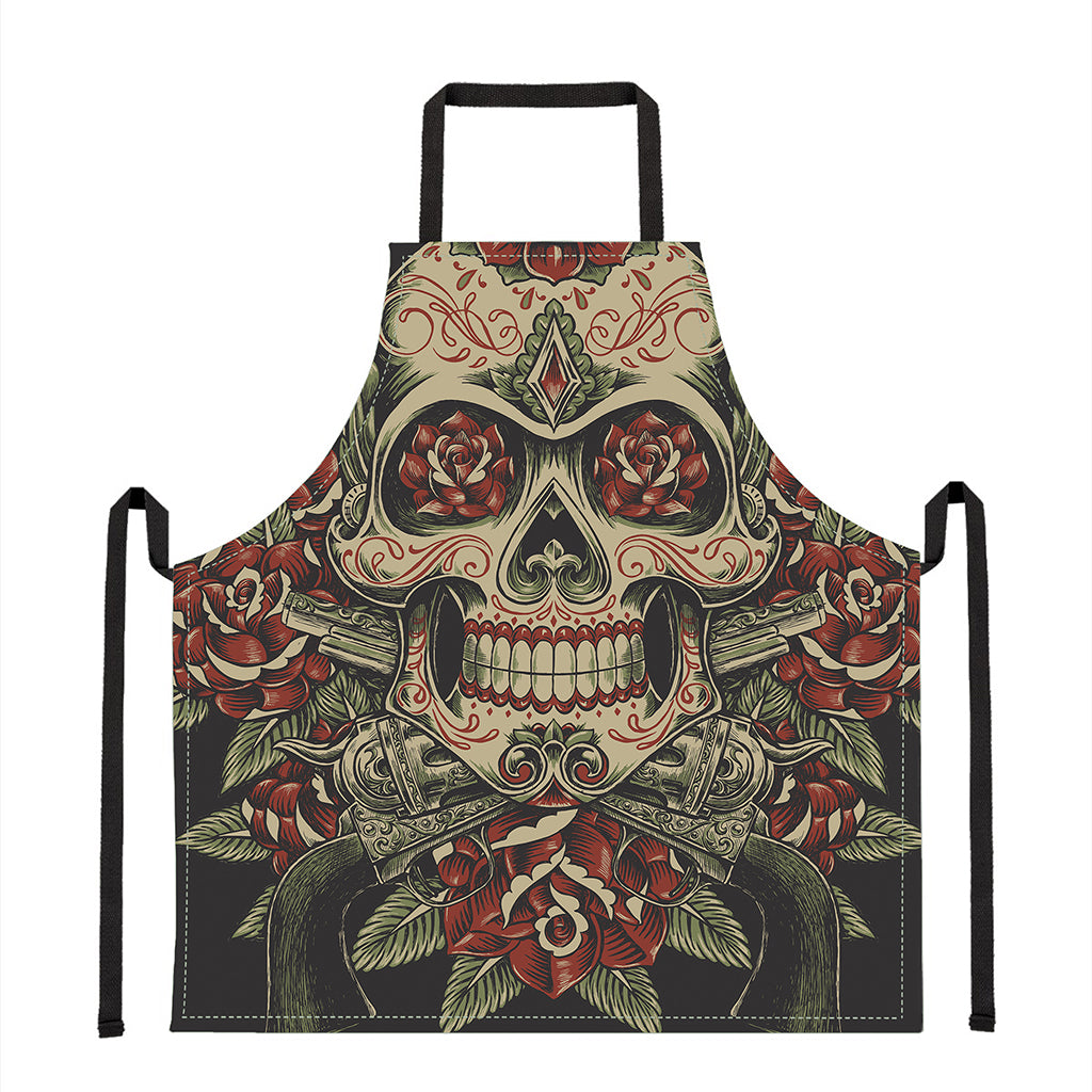 Skull And Roses Tattoo Print Apron