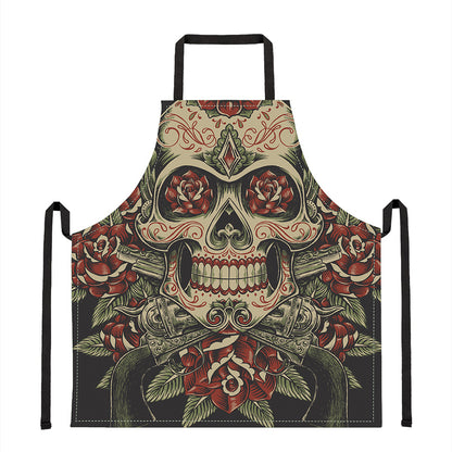 Skull And Roses Tattoo Print Apron