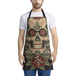 Skull And Roses Tattoo Print Apron