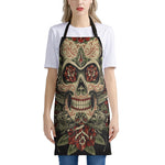 Skull And Roses Tattoo Print Apron