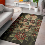 Skull And Roses Tattoo Print Area Rug