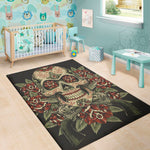 Skull And Roses Tattoo Print Area Rug