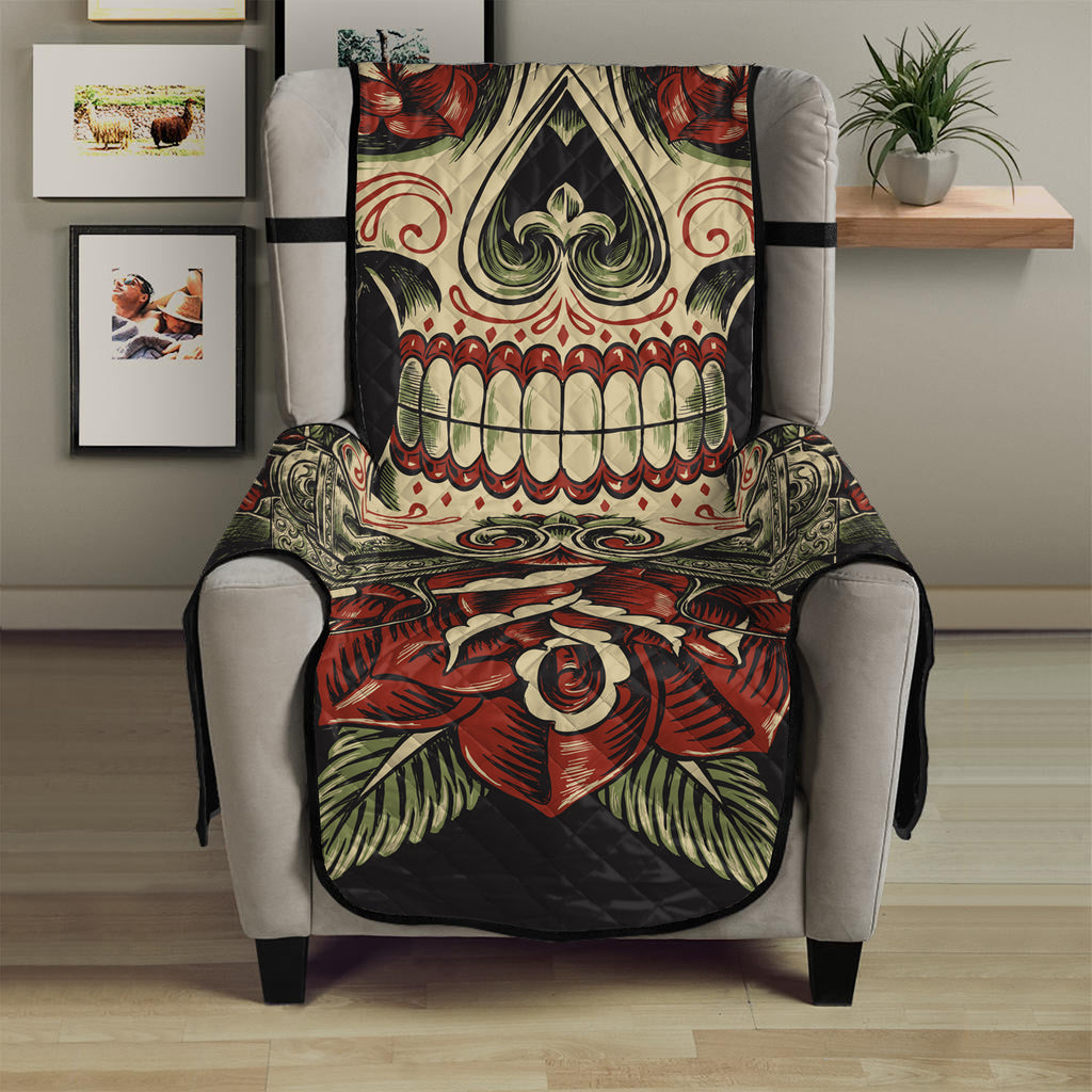 Skull And Roses Tattoo Print Armchair Protector