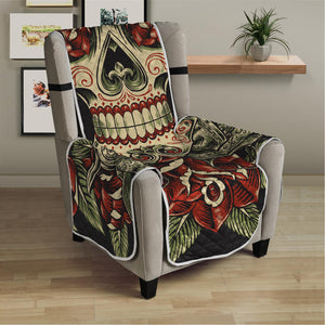 Skull And Roses Tattoo Print Armchair Protector