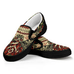 Skull And Roses Tattoo Print Black Slip On Shoes