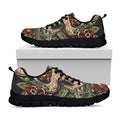 Skull And Roses Tattoo Print Black Running Shoes